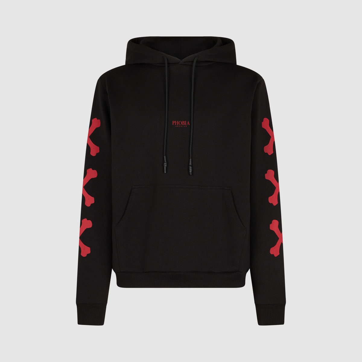 BLACK HOODIE WITH RED CROSS BONES | Phobia Archive