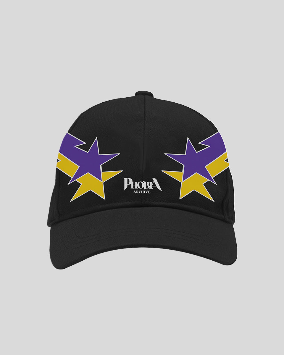 Phobia Archive CAPPELLINO DA BASEBALL NERO CON GRAFICA STARRY LIGHTNING GIALLA E BLU